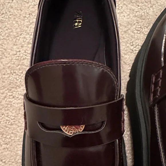 Zara women’s burgundy platform loafers new 37 - Picture 4 of 4